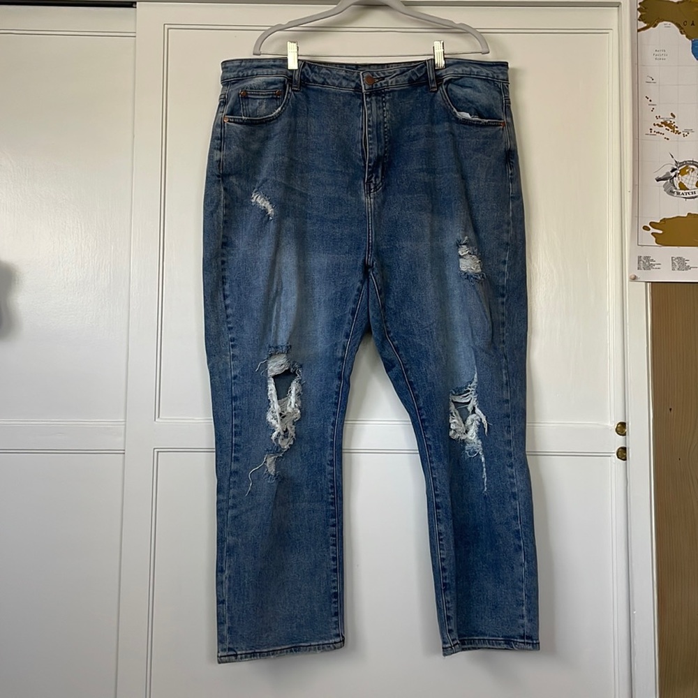 Distressed mom jeans